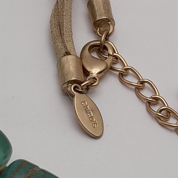 Vintage Chico's Boho 38 Inch Leather Glass Beads Long Tassel Necklace - Picture 7 of 12